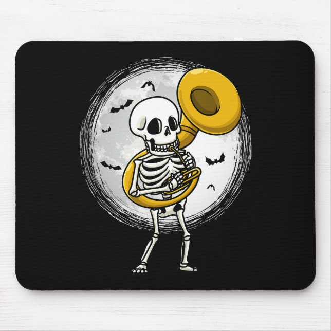 Mousepad Tocando Banda de Halloween do Instrumento Tuba Sou (Frente)