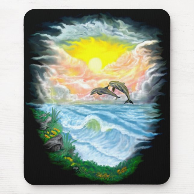 Mousepad Tocando golfinhos ao sol (Frente)