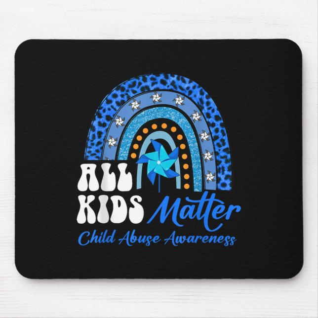Mousepad Todas as Crianças - Abuso Infantil Azul-Arco-Íris  (Frente)