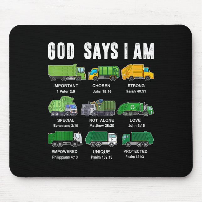 Mousepad Toddler Boy God Says I Am Garbage Truck Jesus Brot (Frente)