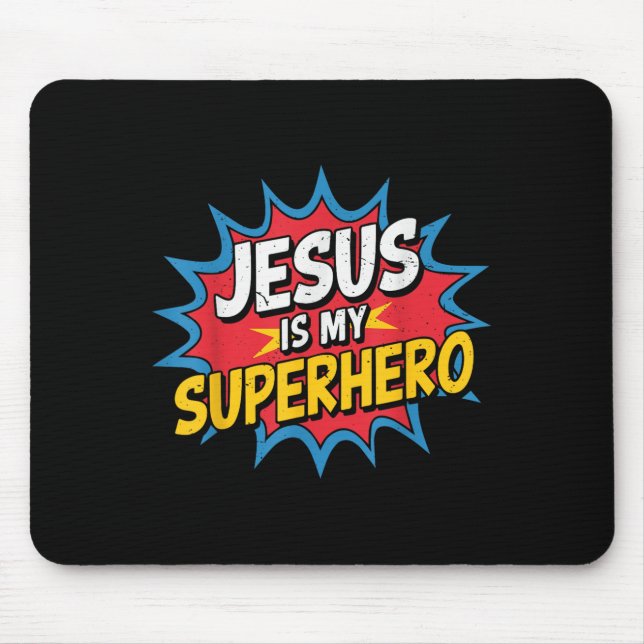Mousepad Toddler Jesus Is My Superhero Christian God Son Br (Frente)