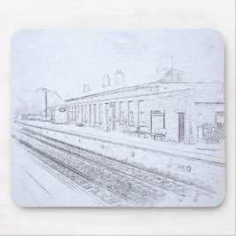 Mousepad Todmorden Railway Station Minimalist Pencil Sketch