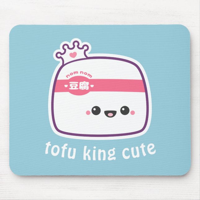 Mousepad Tofu bonito super com cara feliz (Frente)