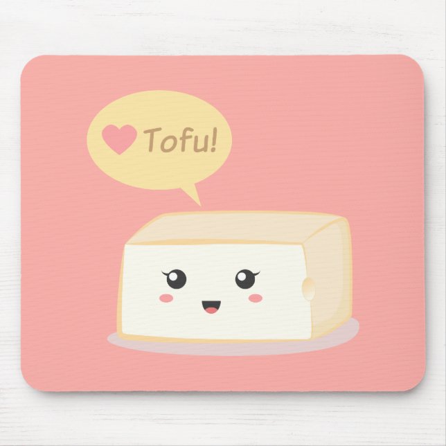 Mousepad Tofu de Kawaii que que as pessoas amem o tofu (Frente)