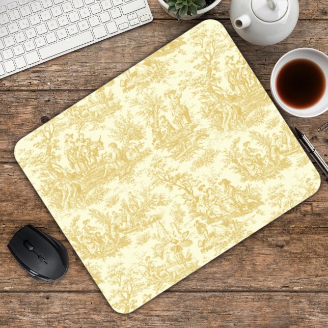 Mousepad Tóile de jouy amarelo Elegante (Criador carregado)