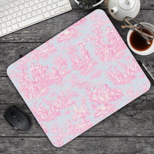 Mousepad Tóile de jouy azul-rosa Elegante