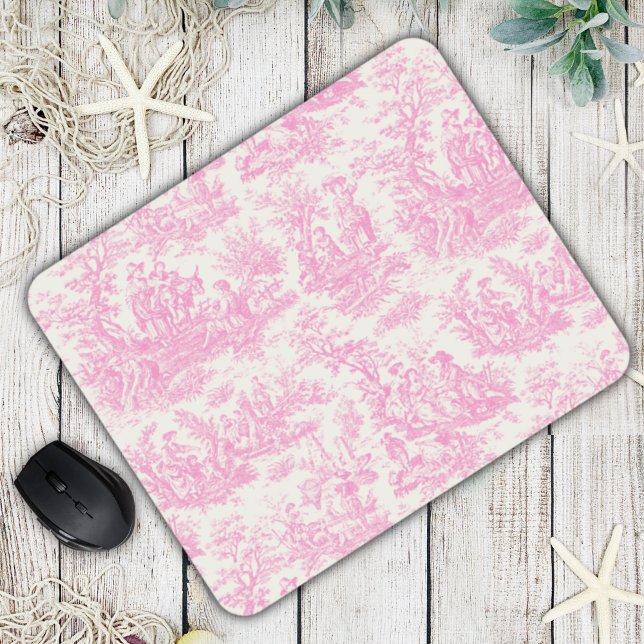 Mousepad Tóile de jouy, cor-de-rosa Elegante (Criador carregado)