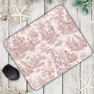 Mousepad Toile de Jouy Francês Country Vintage Marrom Claro