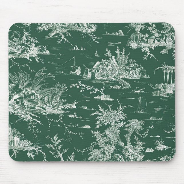 Mousepad Toile de Jouy verte (Frente)