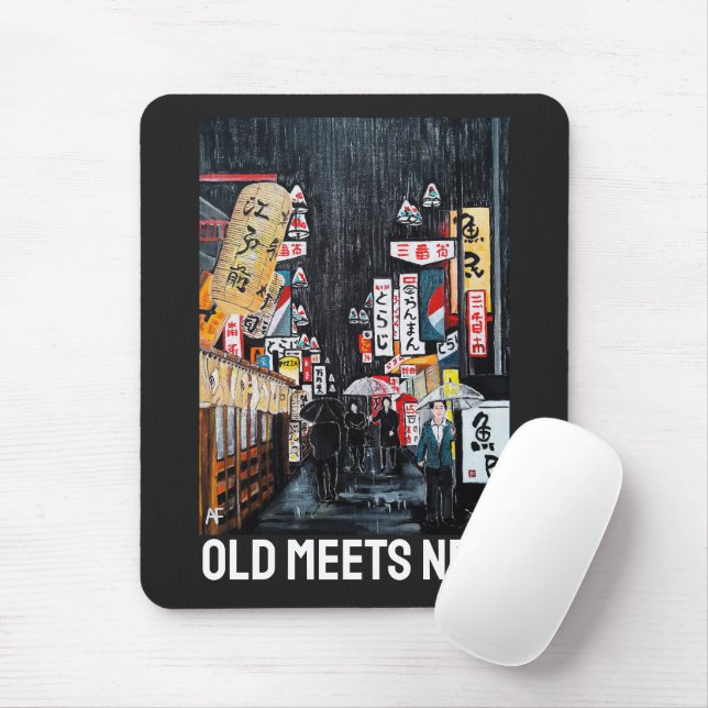 Mousepad Tokyo Rain Painting by Alfred Fox (Com mouse)