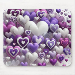MOUSEPAD TOM DE ROXO E BRANCO CORAÇÕES DE DIA DOS NAMORADOS