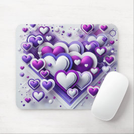 MOUSEPAD TOM DE ROXO E BRANCO CORAÇÕES DE DIA DOS NAMORADOS