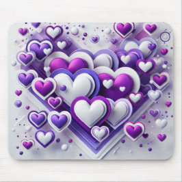 MOUSEPAD TOM DE ROXO E BRANCO CORAÇÕES DE DIA DOS NAMORADOS