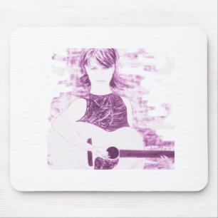 Mousepad tom do sepia da menina do folksinger