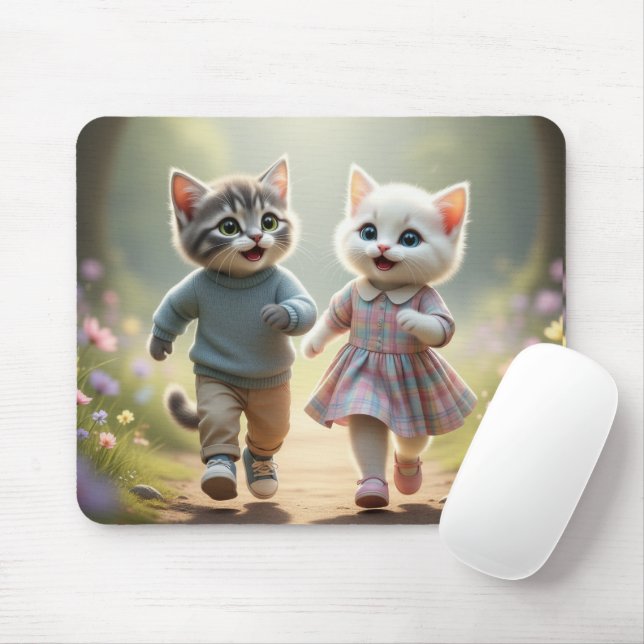 Mousepad Tom & Luna Mouse Pad, Tapete de Mesa de Gato Fofo (Com mouse)