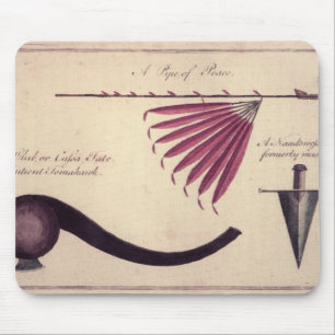 Mousepad Tomahawk, tubulação de paz e punhal antigos,