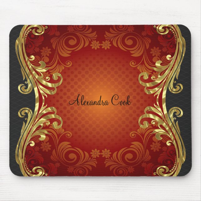 Mousepad Tons Dourados e pretos vermelhos, picos de enxerti (Frente)