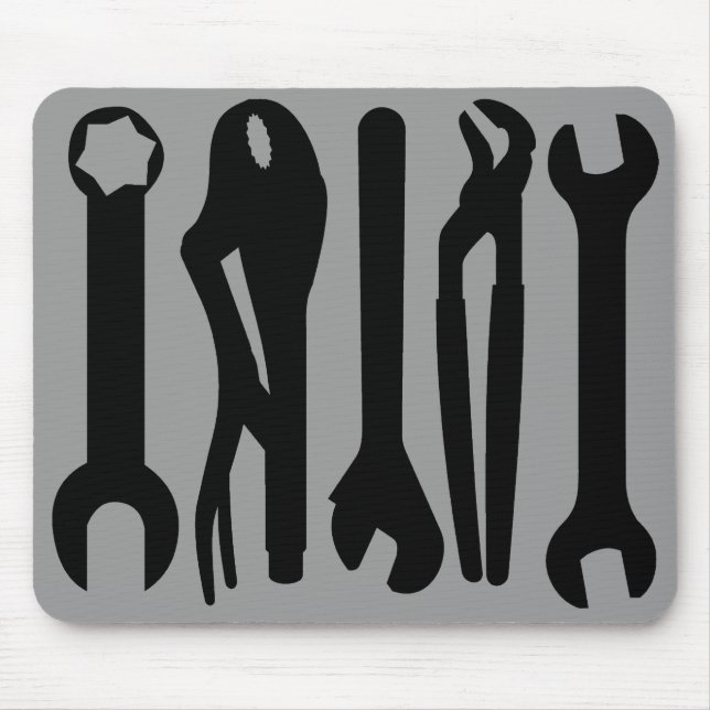 Mousepad Tools - Black on Gray (Frente)
