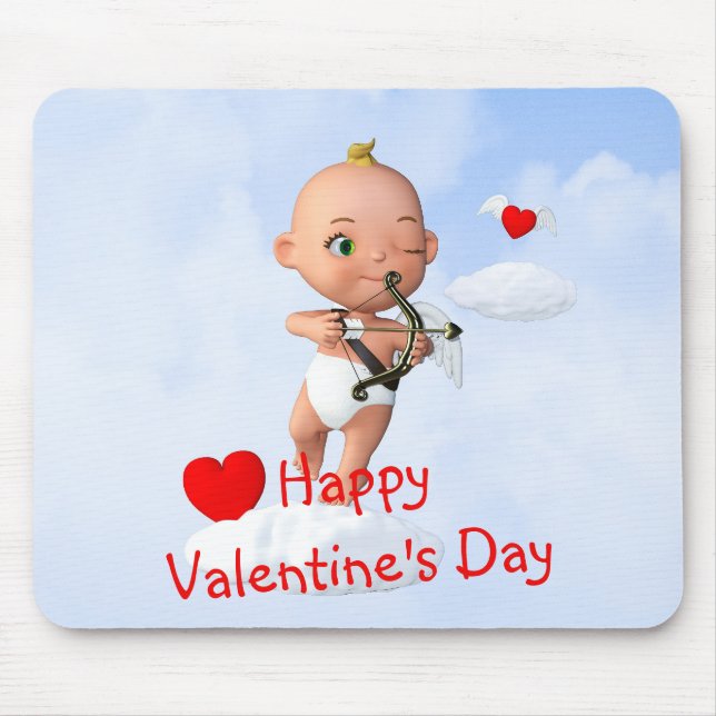 Mousepad Toon Baby Cupid voando com um Arco e Seta (Frente)