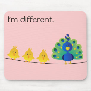 Mousepad Toon fofo e colorido de pássaros e um pavão