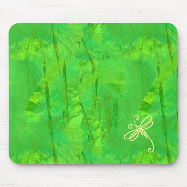 Mousepad Toque De Arte De Libélula Verde (Frente)