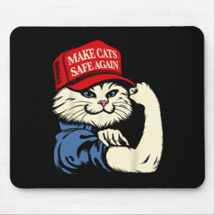 Mousepad Torne Os Gatos Seguros De Chapéu Vermelho Para Tru