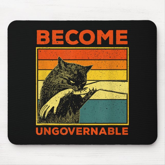 Mousepad Torne-se ingovernável - Gato Negro Mordendo Mão En (Frente)