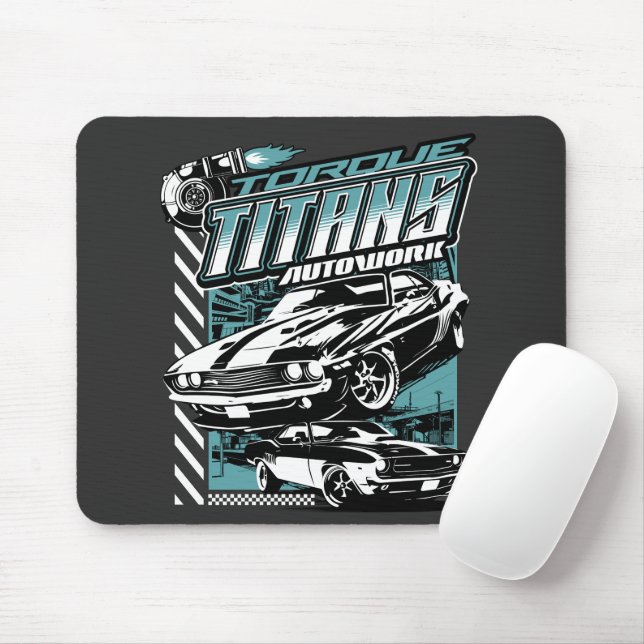 MOUSEPAD TORQUE TITANS AUTOWORKS - USA LEGEND CARROS (Com mouse)
