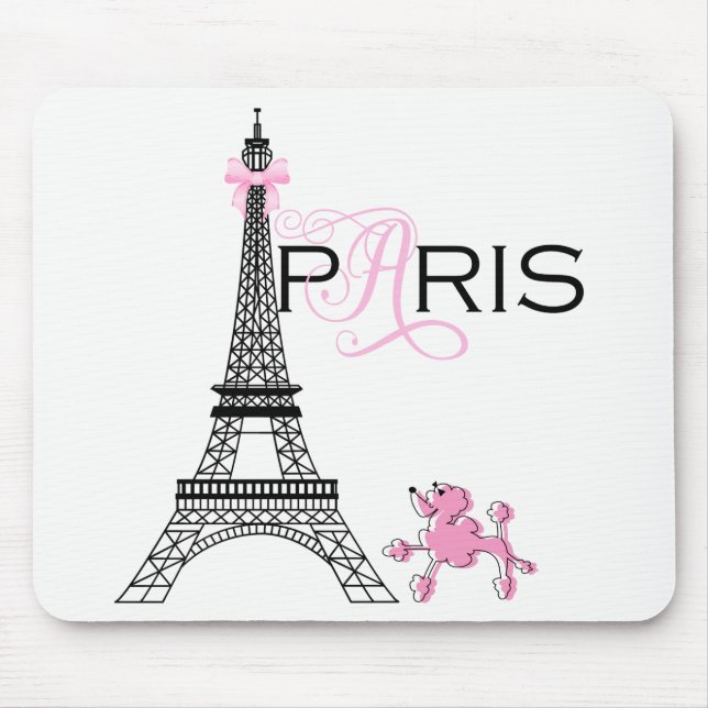Mousepad Torre Eiffel Arco-íris Paris França Poodle Chic (Frente)