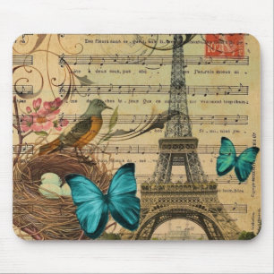 Mousepad Torre Eiffel azul de Paris do ninho do pássaro do