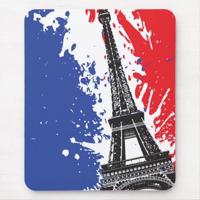 Mousepad Torre Eiffel | bandeira do Grunge de Paris, France (Frente)