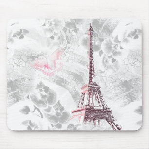 Mousepad Torre Eiffel contra o fundo das orquídeas