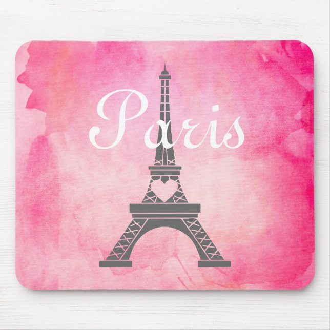 Mousepad Torre Eiffel cor-de-rosa feminino francesa de (Frente)