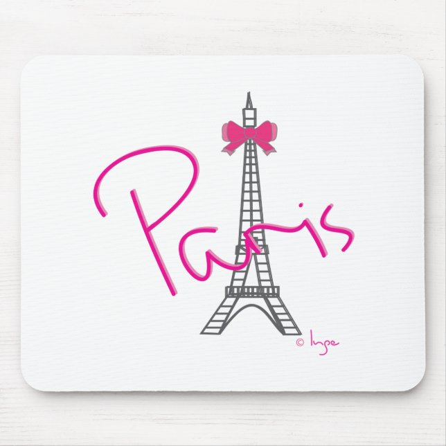 Mousepad Torre Eiffel de Paris com arco rosa (Frente)