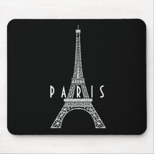 Mousepad Torre Eiffel, de Paris, de cor branca