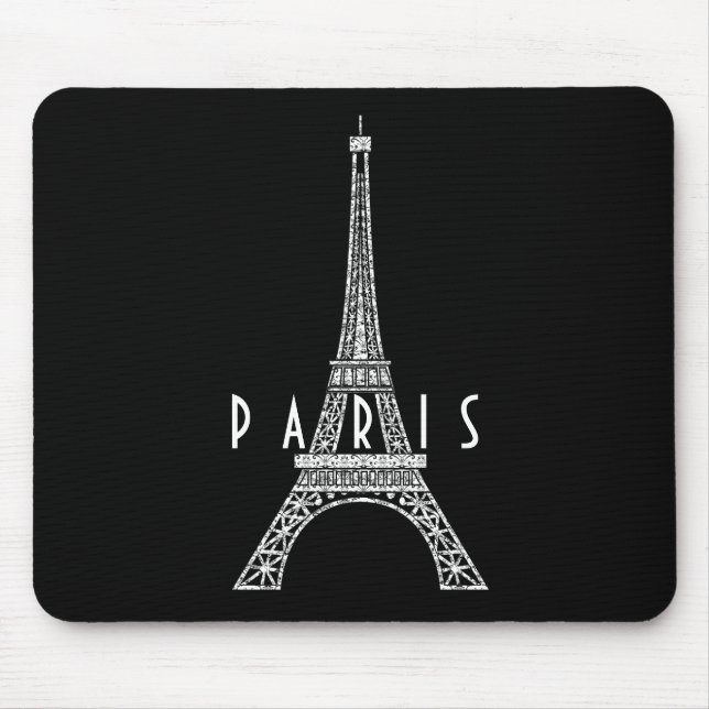 Mousepad Torre Eiffel, de Paris, de cor branca, (Frente)