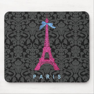 Mousepad Torre Eiffel do rosa quente no brilho do falso