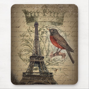 Mousepad torre Eiffel francesa de Paris do pássaro da coro