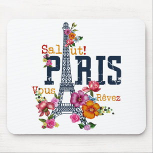 Mousepad Torre Eiffel Paris Shirt Salut Flor Paris Fra