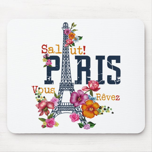 Mousepad Torre Eiffel Paris Shirt Salut Flor Paris Fra (Frente)
