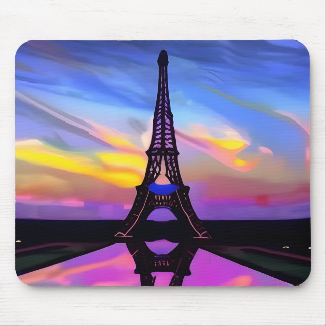 Mousepad Torre Eiffel Picturesca Em Um Sunset Brilhante (Frente)