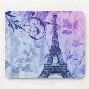 Mousepad torre Eiffel roxa chique feminino bonito de Paris