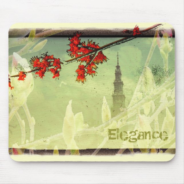 Mousepad Torre Elegance Red Green Flowers (Frente)