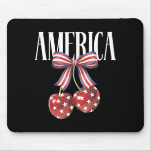 Mousepad Torta de Cereja Americana Laço Coquete Patriótico