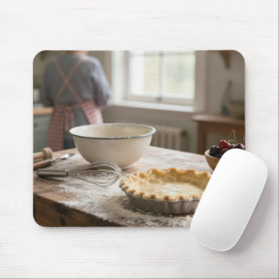 Mousepad Torta De Cereja Caseira Em Uma Cozinha Retro