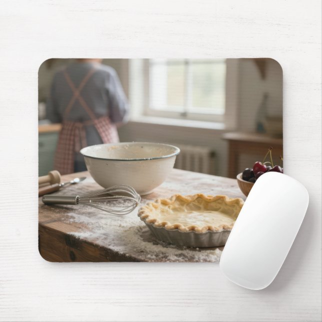 Mousepad Torta De Cereja Caseira Em Uma Cozinha Retro (Com mouse)