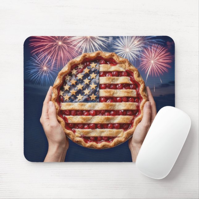 Mousepad Torta de Cereja da Bandeira Americana (Com mouse)