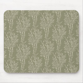 Mousepad Tossed Floral Silhouette Botanical | Muted Khaki