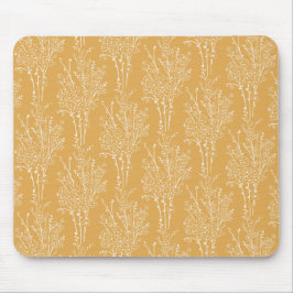 Mousepad Tossed Floral Silhouette Botanical | Muted Ochre