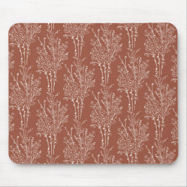 Mousepad Tossed Floral Silhouette Botanical | Rusty Sienna